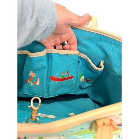 Spartina 449 Great Lakes Leather Trim Beach Vacation Shopping Large Tote Bag - Picture 12 of 13